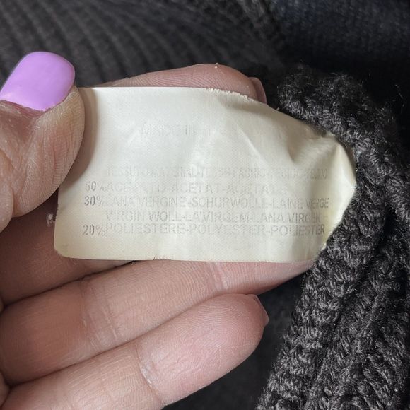 Emporio Armani Wool Chunky Knit Ribbed Brown Zip Up Mock Neck Sweater Size 12 - Picture 7 of 8